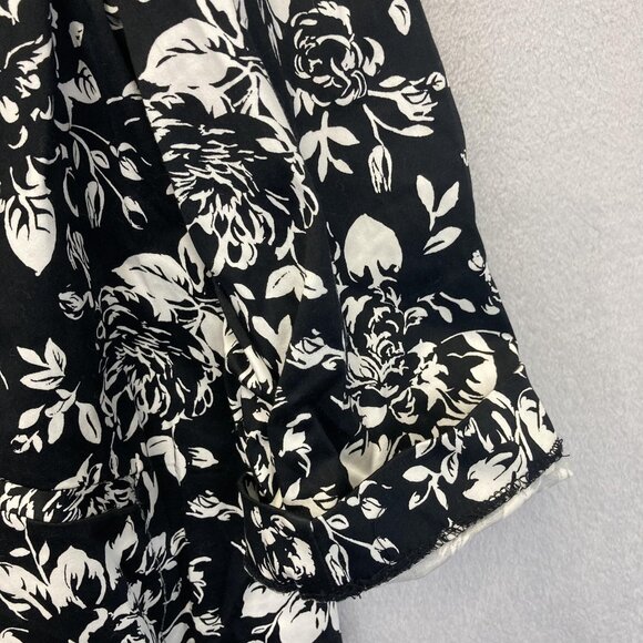 NWT Avenue Lighweight Floral Blazer Jacket Womens 18 Black White Ruched Sleeve - Picture 6 of 14